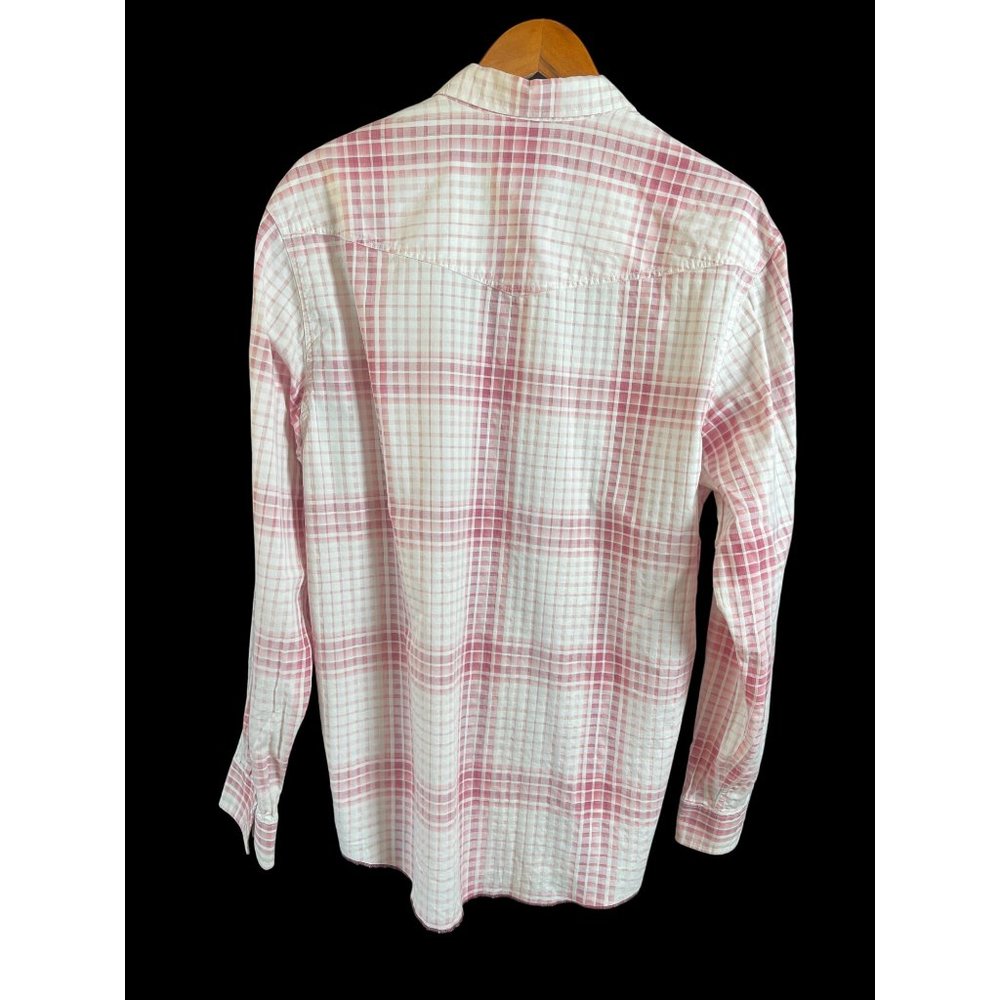 Tommy Bahama Denim Long Sleeve Shirt Cranberry Red White Check Mens Size Large - Picture 4 of 7
